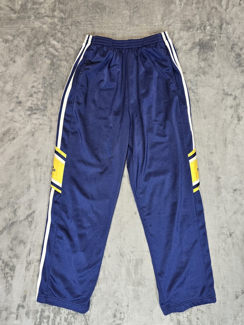 Vintage Adidas Tear Away Warm Up Track Pants Size Small Navy Yellow